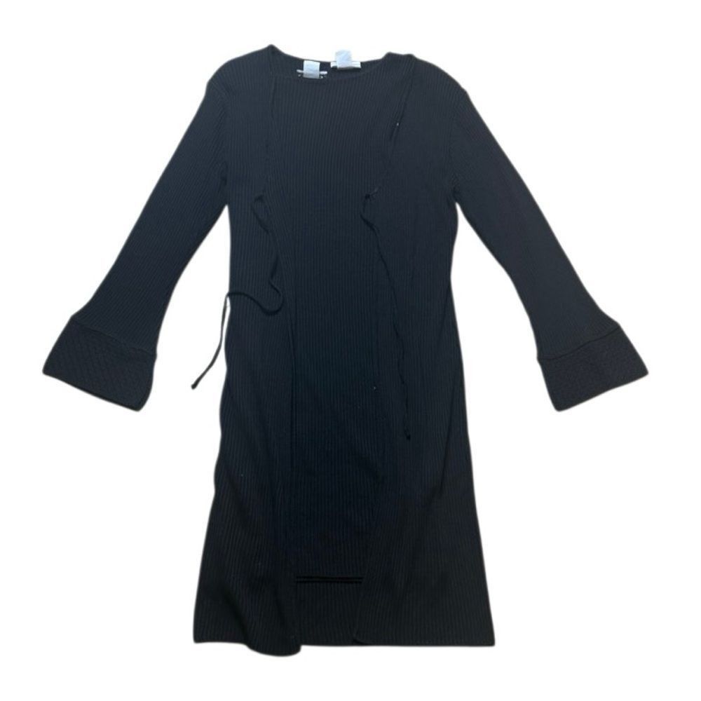 Vintage 90s Vintage Ribbed black skirt and Cardigan duster matching Size XL / US 12-14 / IT 48-50 - 1 Thumbnail