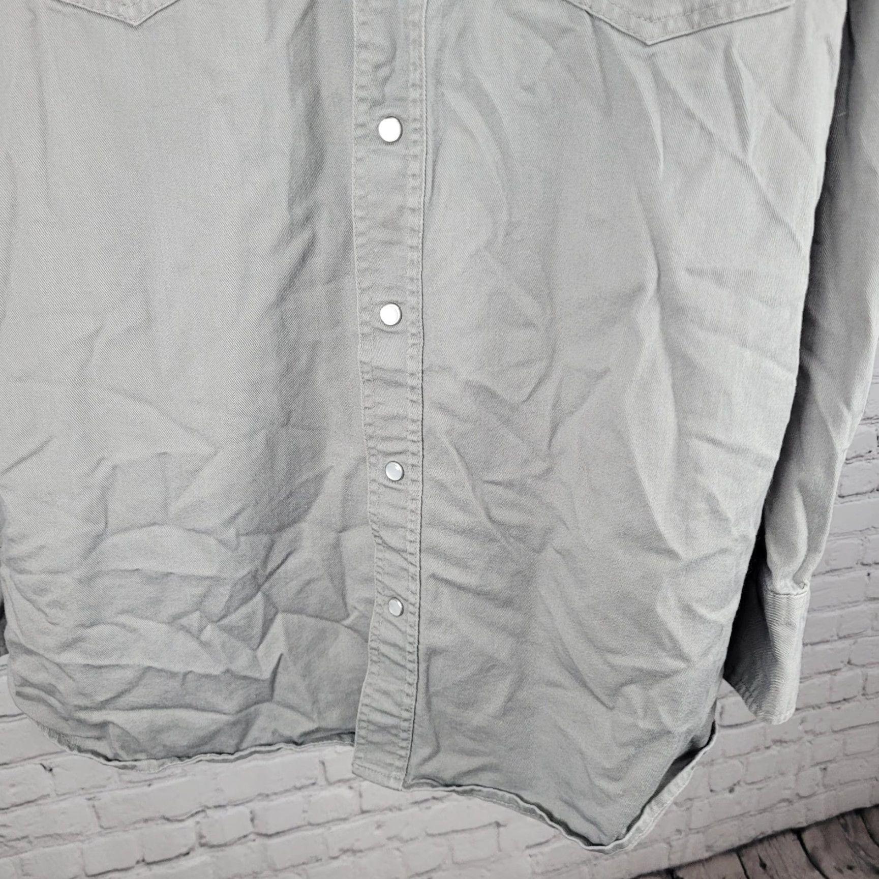 Vintage Forge Shirt Long Sleeve Pearl Snap Flame Resistant Workwear XLT Adult Gray Size US XL / EU 56 / 4 - 6 Thumbnail