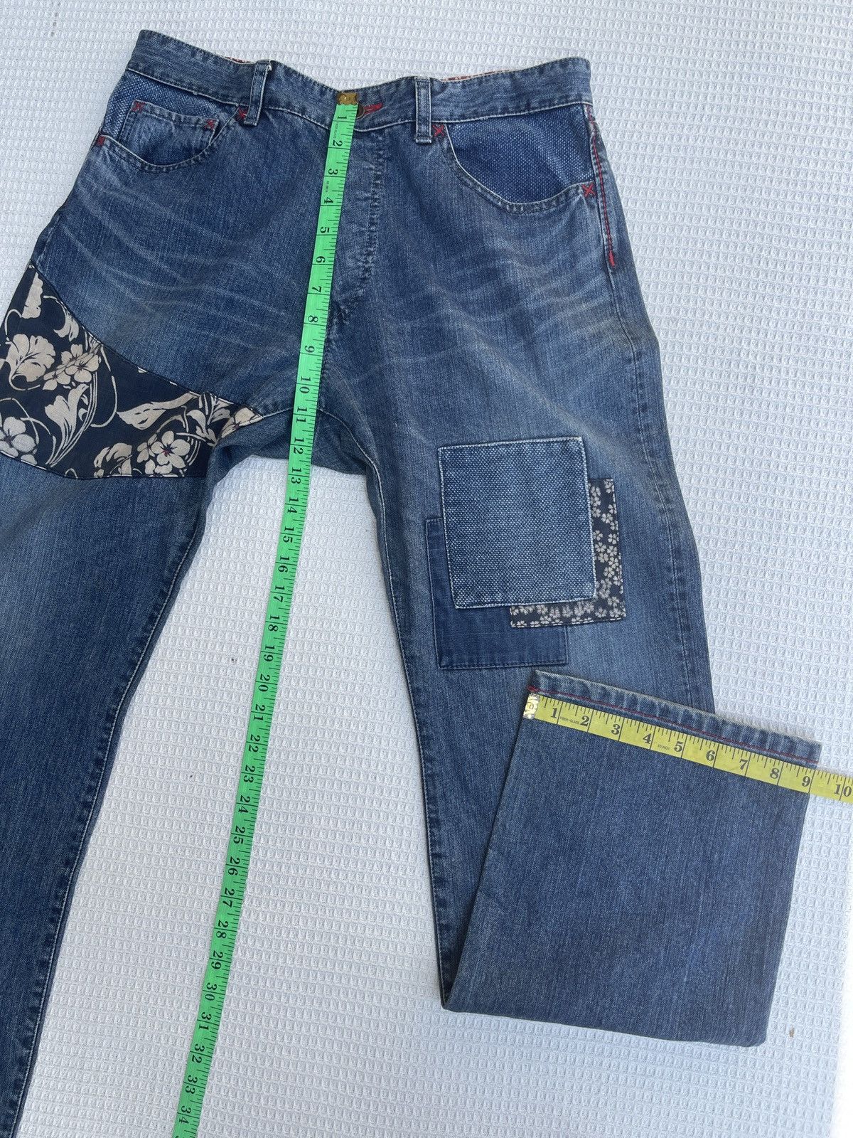 Karakuri Tamashii Last🔥Vtg Japan Brand Eternal Patchwork Jeans Karakuri Style Size US 34 / EU 50 - 13 Thumbnail