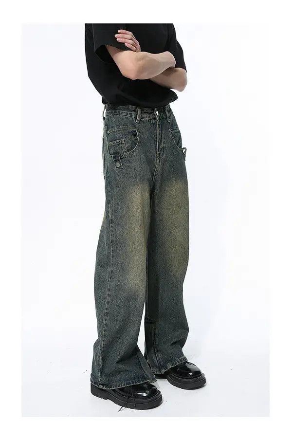 Japanese Brand Sawako x Rena Blue Washed Distressed Zipper Jeans Size US 33 - 5 Thumbnail