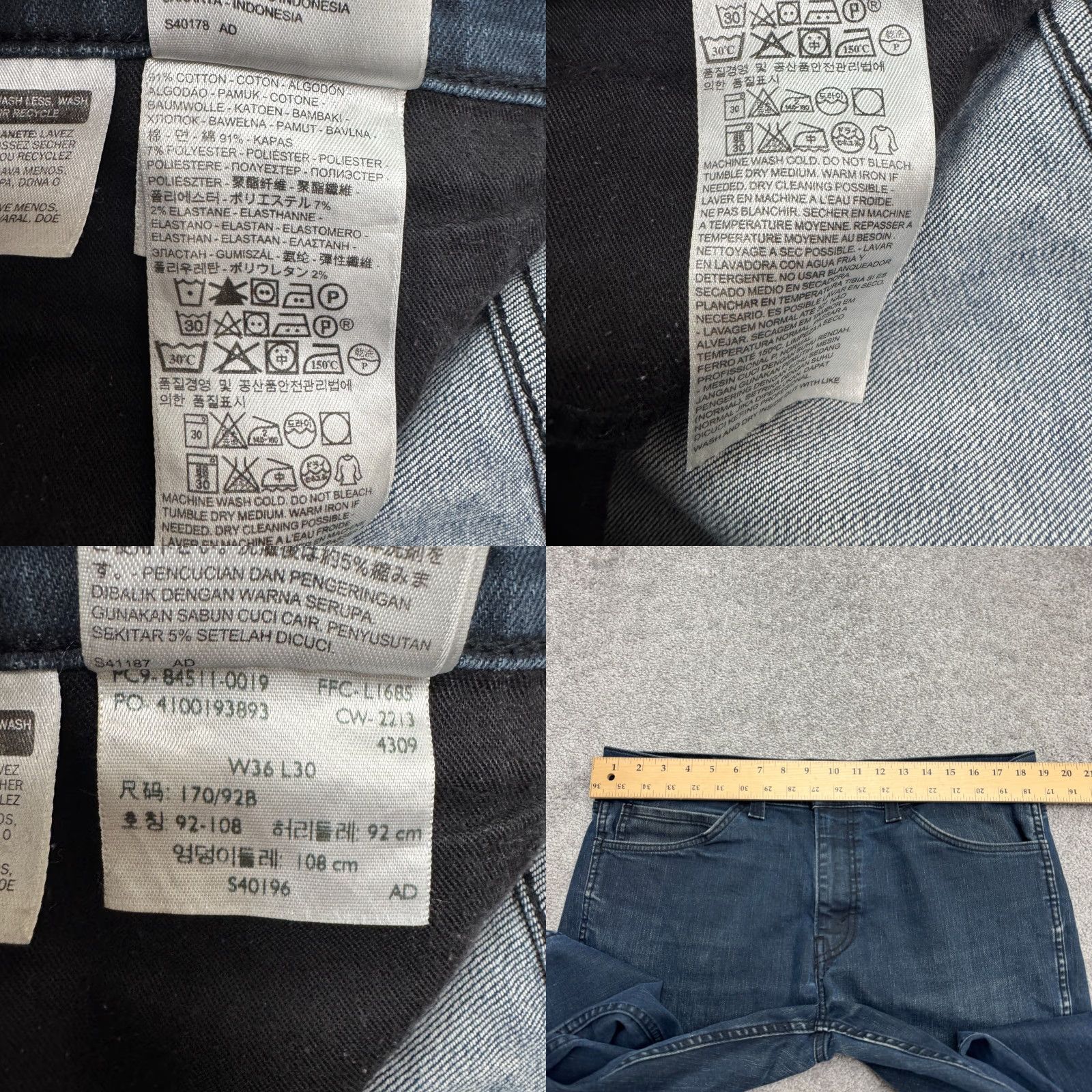 Levi's Levi's 511 Jeans Straight Regular Mens 36x25 Blue Dark Wash Denim Cropped Hem Casual Size US 36 / EU 52 - 8 Thumbnail