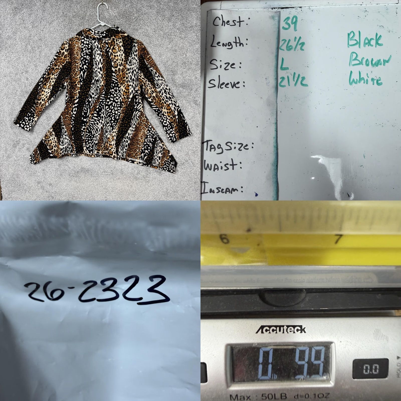 Vintage Robert Louis Tunic Top Womens L Brown Animal Print Cowl Neck Sharkbite Hem Boho Size L / US 10 / IT 46 - 8 Thumbnail