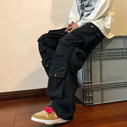 Jean Cargo Pants Multi-pockets Size US 35 - 2 Thumbnail