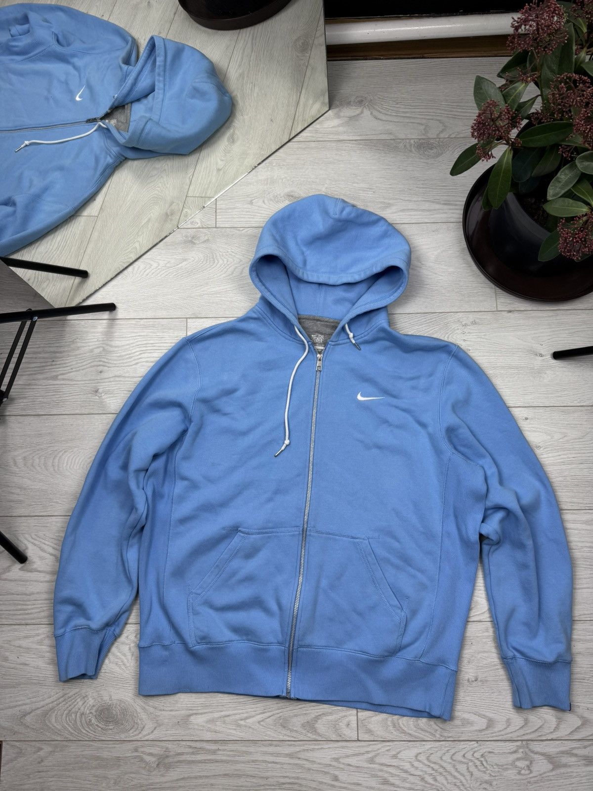 Nike × Vintage Vintage 00s Nike Air Hip Hop Vibe Zip Up Hoodie Baby Blue Size US L / EU 52-54 / 3 - 1 Thumbnail