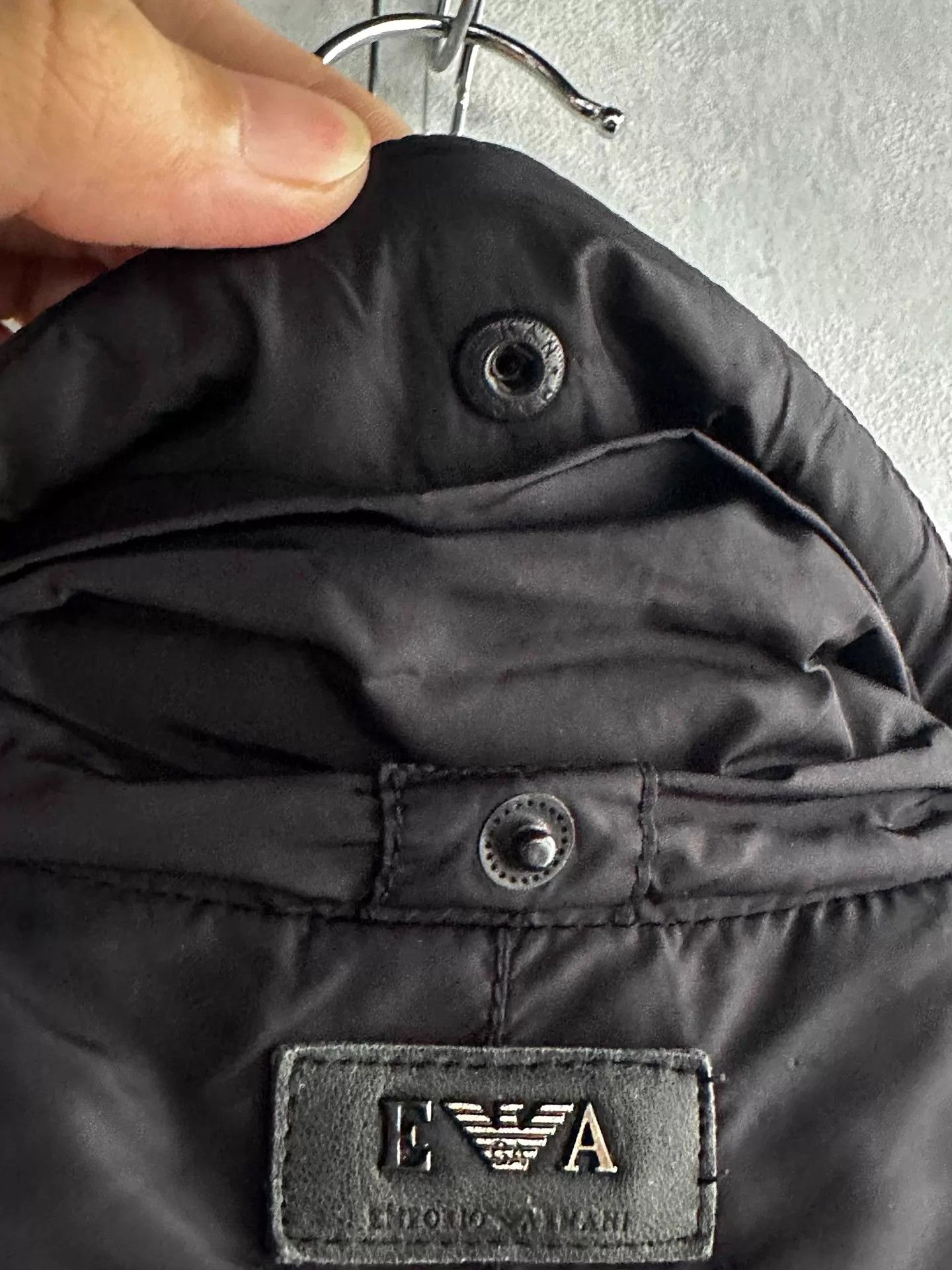 Armani EA 10AW Leather Paneled Hidden Hood Jacket Size 50 Size US M / EU 48-50 / 2 - 5 Thumbnail