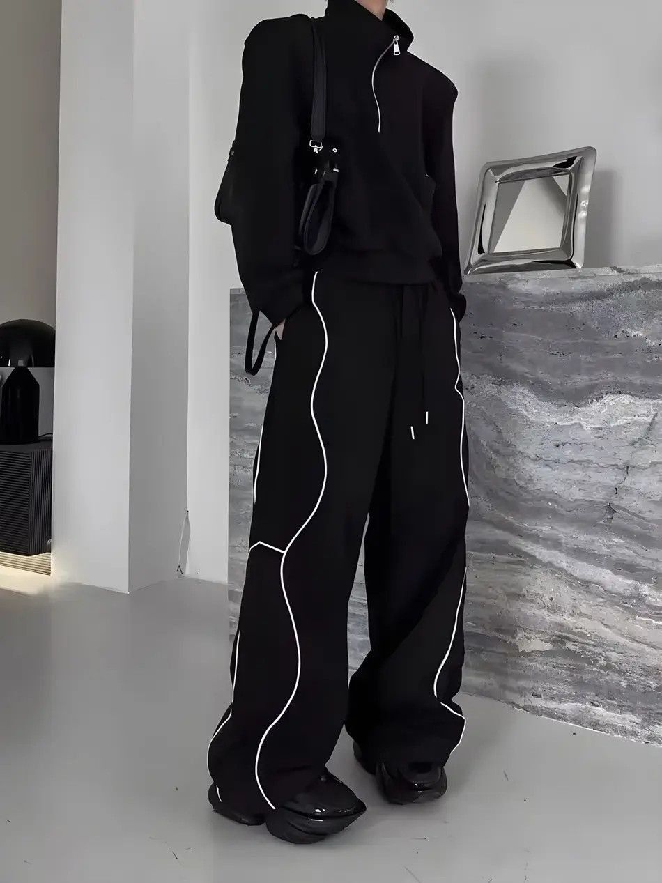 Japanese Brand × Vintage Y2K 2000s retro side swirl line baggy loose pants Size US 30 / EU 46 - 2 Thumbnail
