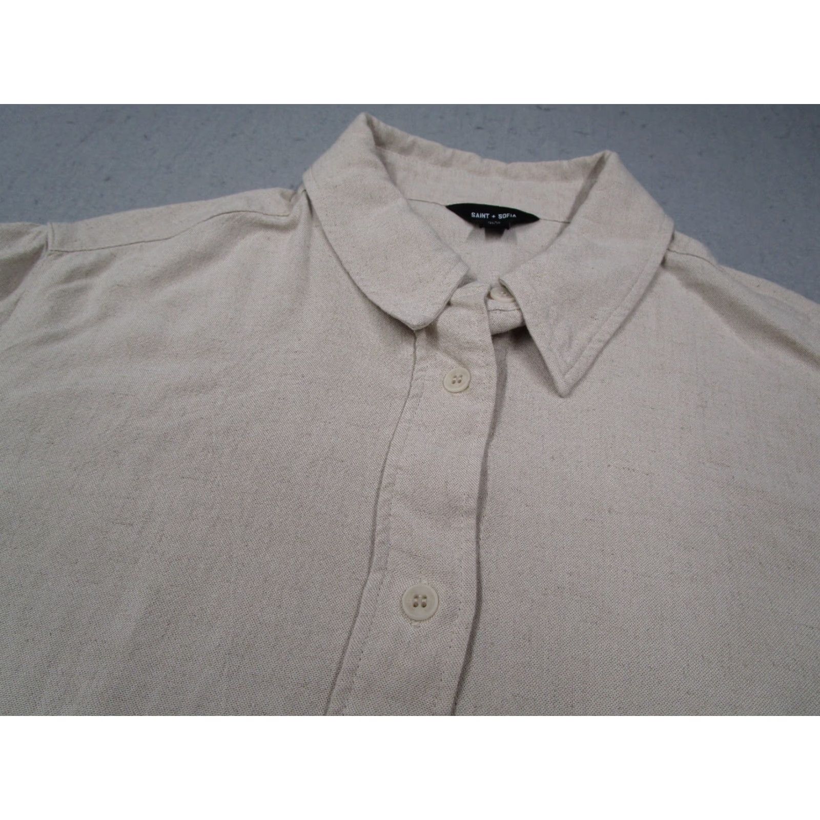 Vintage Saint Sofia Shirt Women 6 Beige Linen Blend Button Up Long Sleeve Travel Work Shirt Size M / US 6-8 / IT 42-44 - 2 Thumbnail