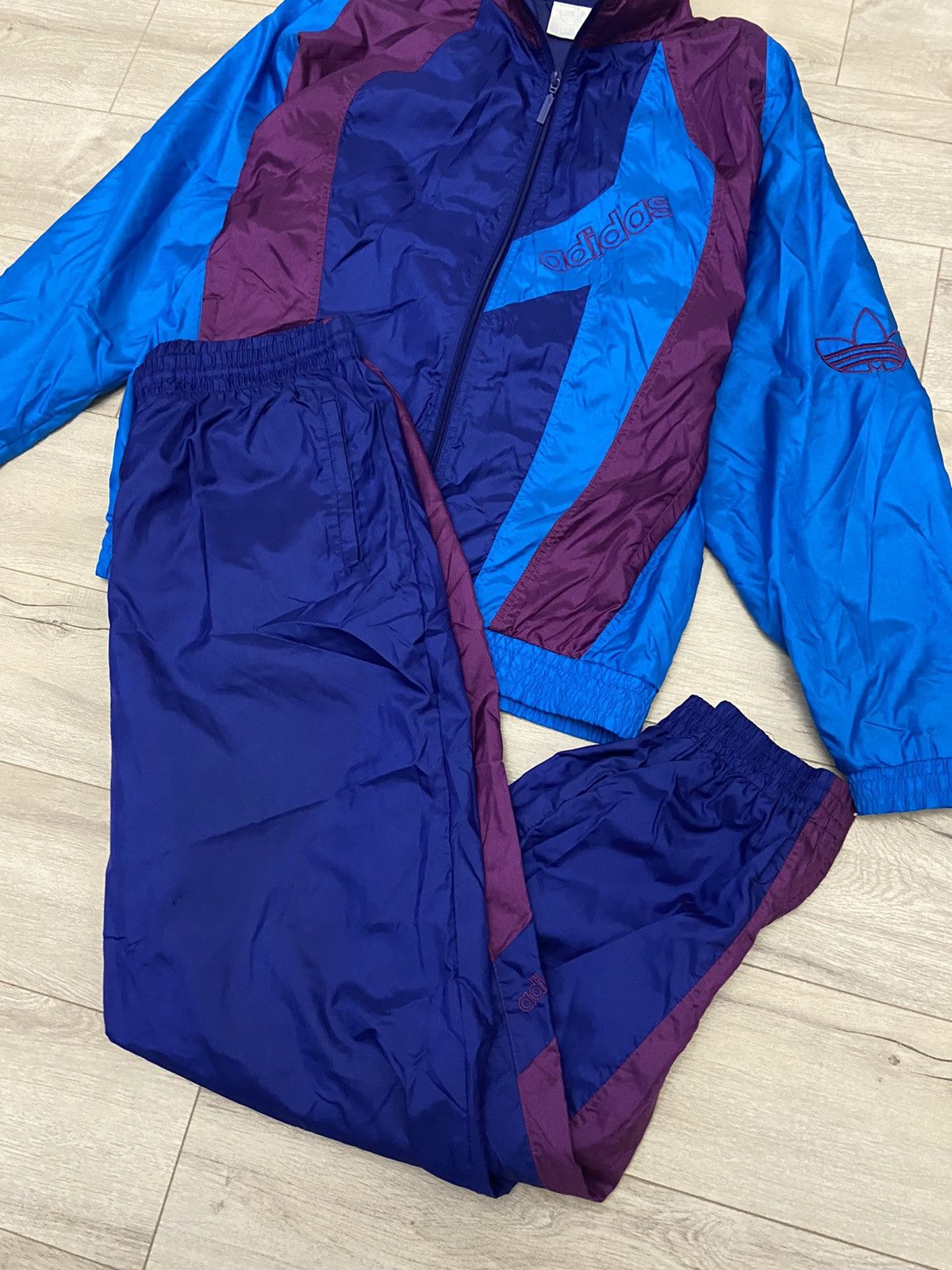 Adidas × Vintage Adidas Vintage Mens Nylon Track Suit Jacket + Pants Size US M / EU 48-50 / 2 - 4 Thumbnail
