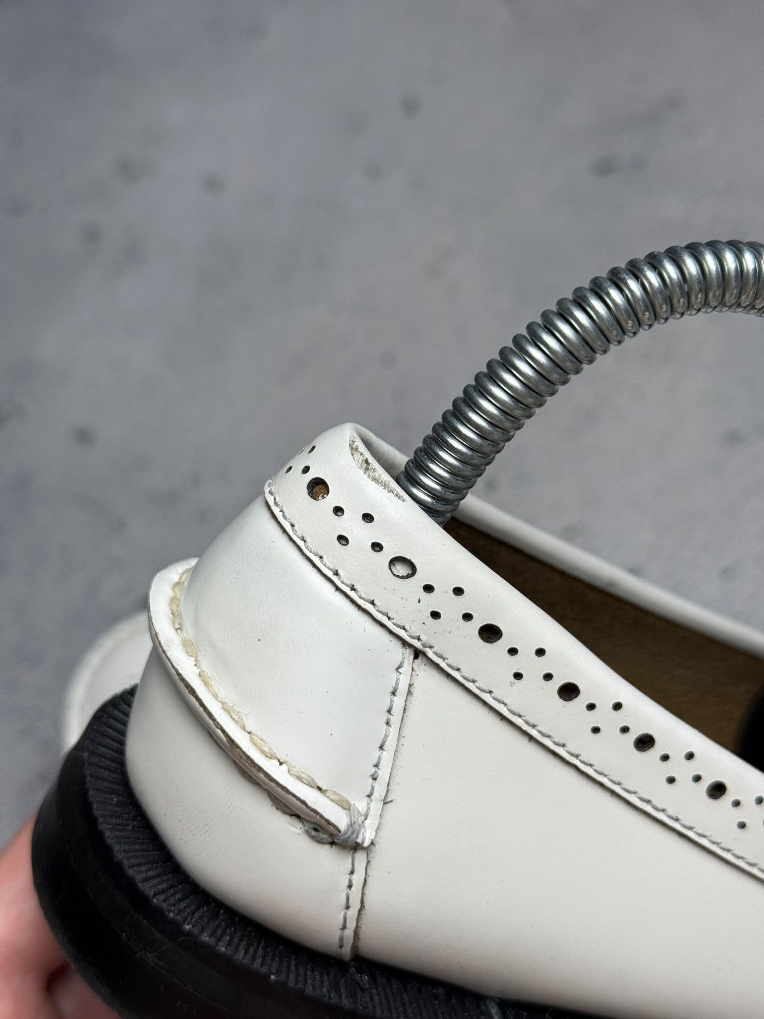 Sebago Sebago Womens Vintage White Leather Loafers With Perforated Size US 7 / IT 37 - 9 Thumbnail
