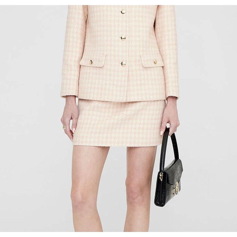 Anine Bing NWT Anine Bing Vanessa houndstooth tweed miniskirt $300 S Size 27" / US 4 / IT 40 - 3 Thumbnail