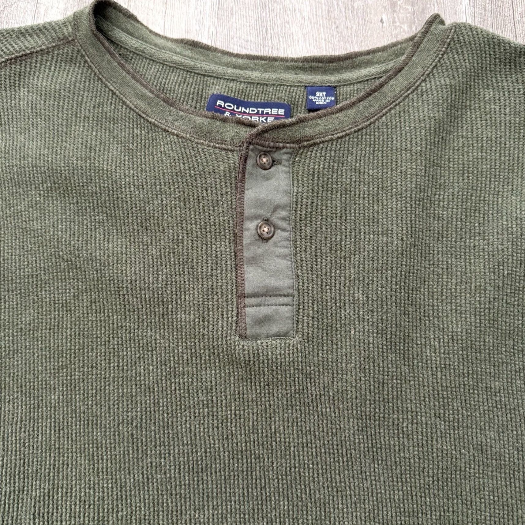 Roundtree & Yorke Roundtree & Yorke Thermal Henley Mens 3XT Green Waffle Long Sleeve T-Shirt Size US XXL / EU 58 / 5 - 5 Thumbnail