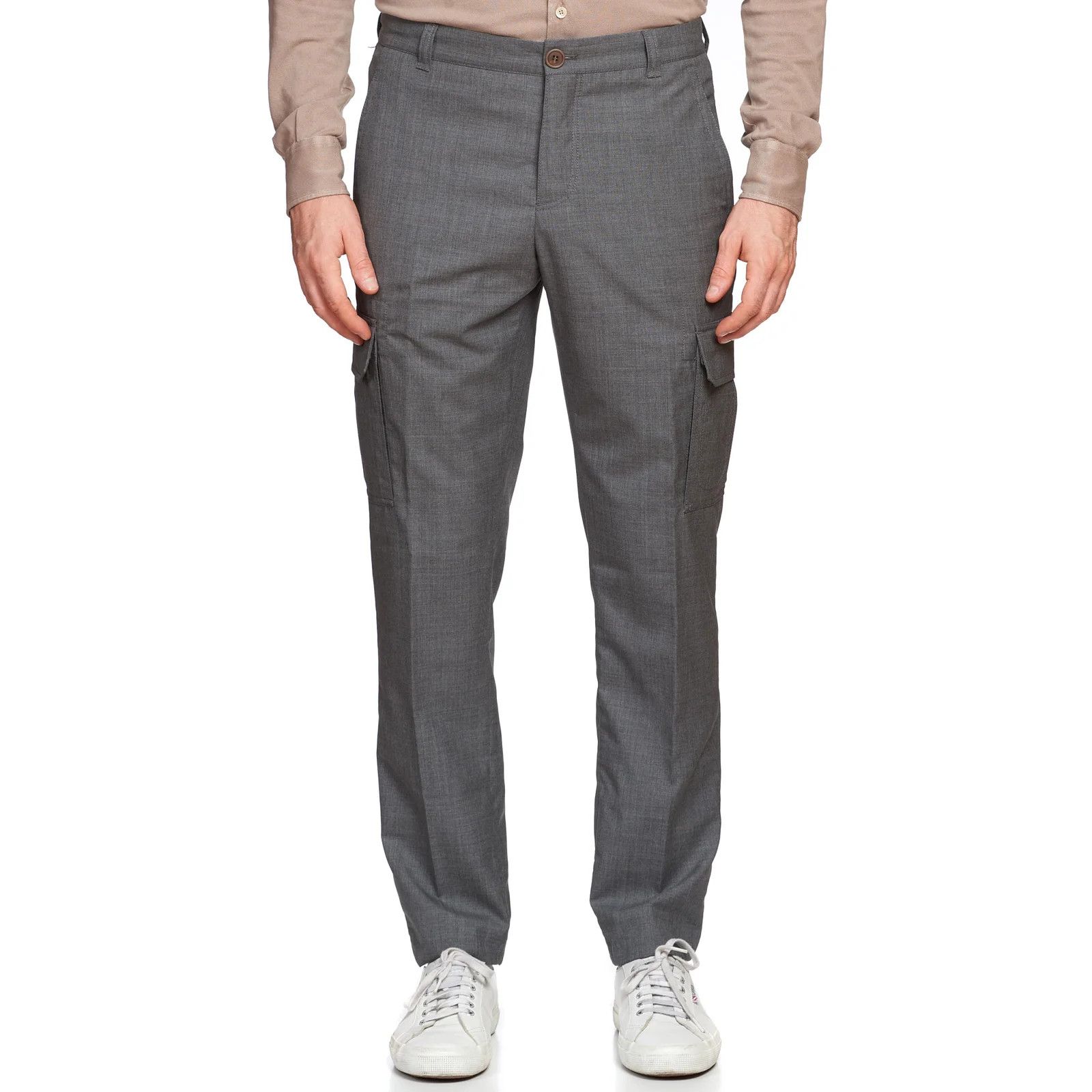 Brunello Cucinelli BRUNELLO CUCINELLI Gray Wool Cargo Slim Fit Pants Size US 34 / EU 50 - 1 Thumbnail