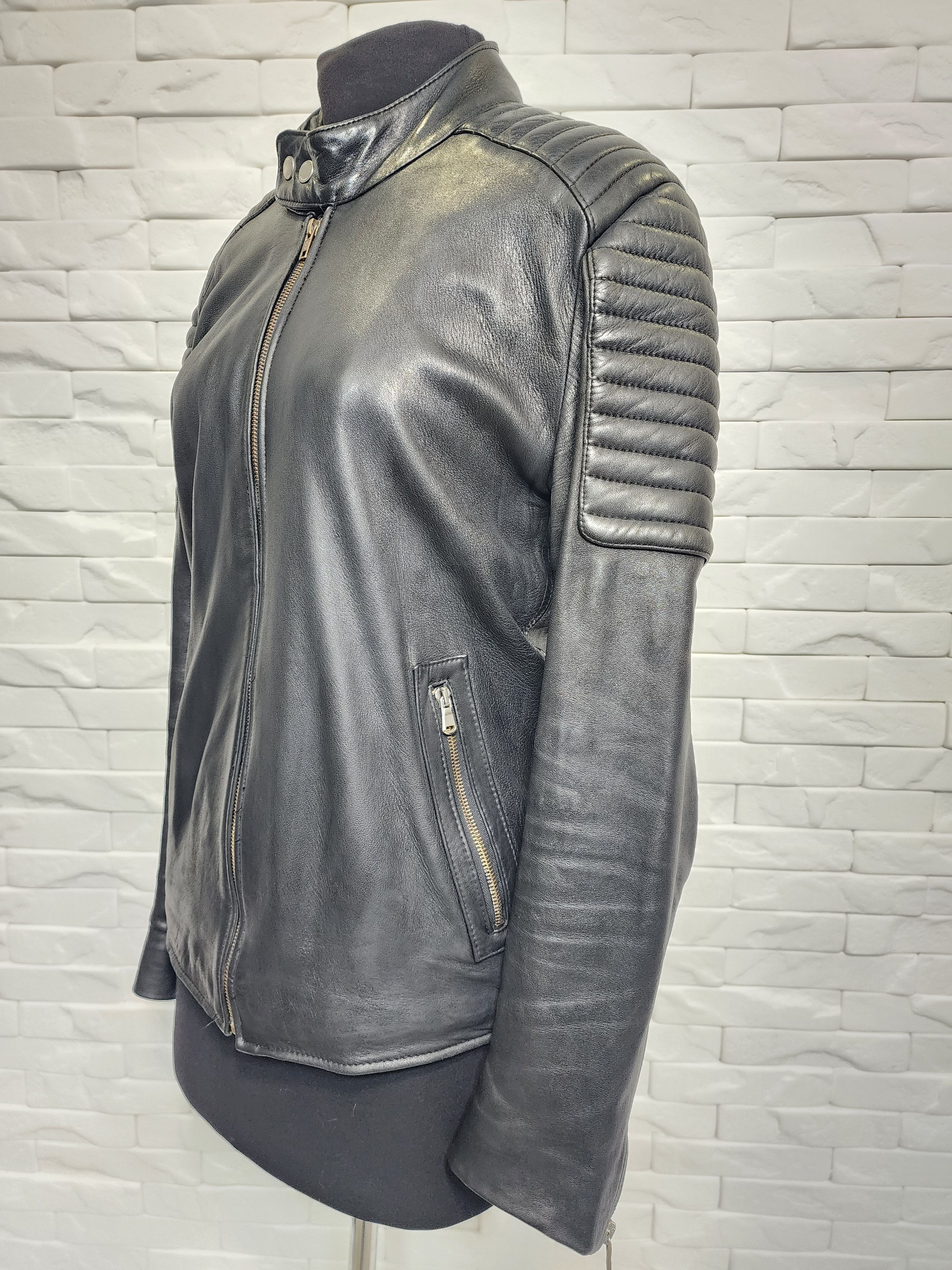 Genuine Leather Men's Black Leather Sport Jacket: Metal Zipper Detail Size US L / EU 52-54 / 3 - 2 Thumbnail