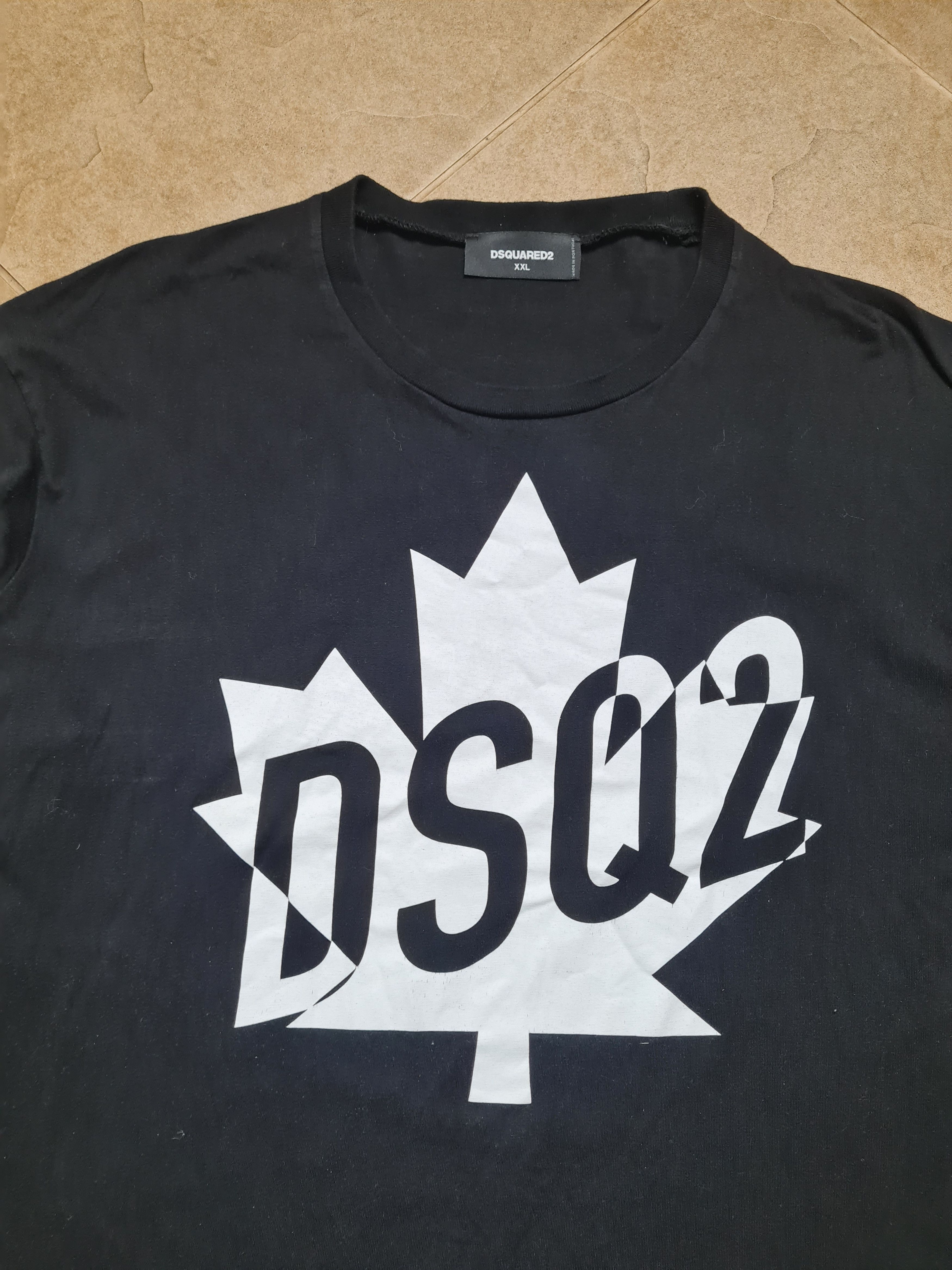 Dsquared2 Dsquared2 Black Crew Neck T-Shirt with White Maple Leaf Logo Size US XXL / EU 58 / 5 - 3 Thumbnail
