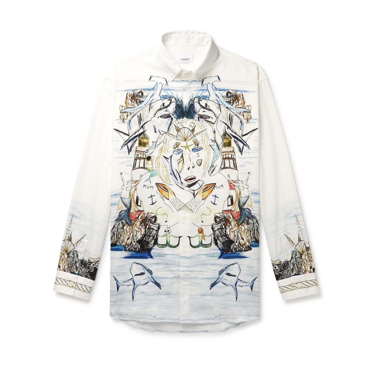 Burberry Burberry 21SS Sea World Sketch Portrait Print Shirt Size US L / EU 52-54 / 3 - 1 Thumbnail