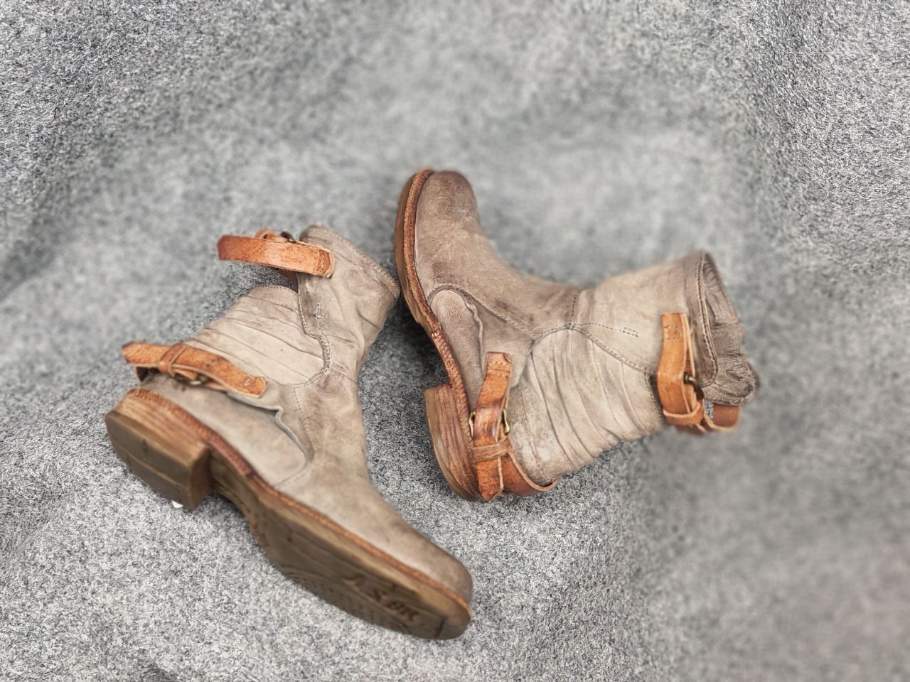 A.S.98 A.S.98 Design mummy Leather faded Ankle Zip Strap Boots Size US 9 / IT 39 - 3 Thumbnail