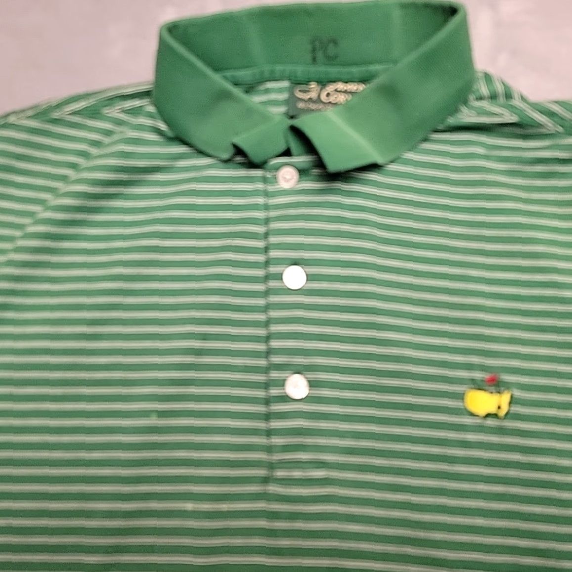 Vintage VINTAGE Amen Corner Polo Mens L Green Stripe Masters Golf Logo Pima Cotton Casual Size US L / EU 52-54 / 3 - 2 Thumbnail
