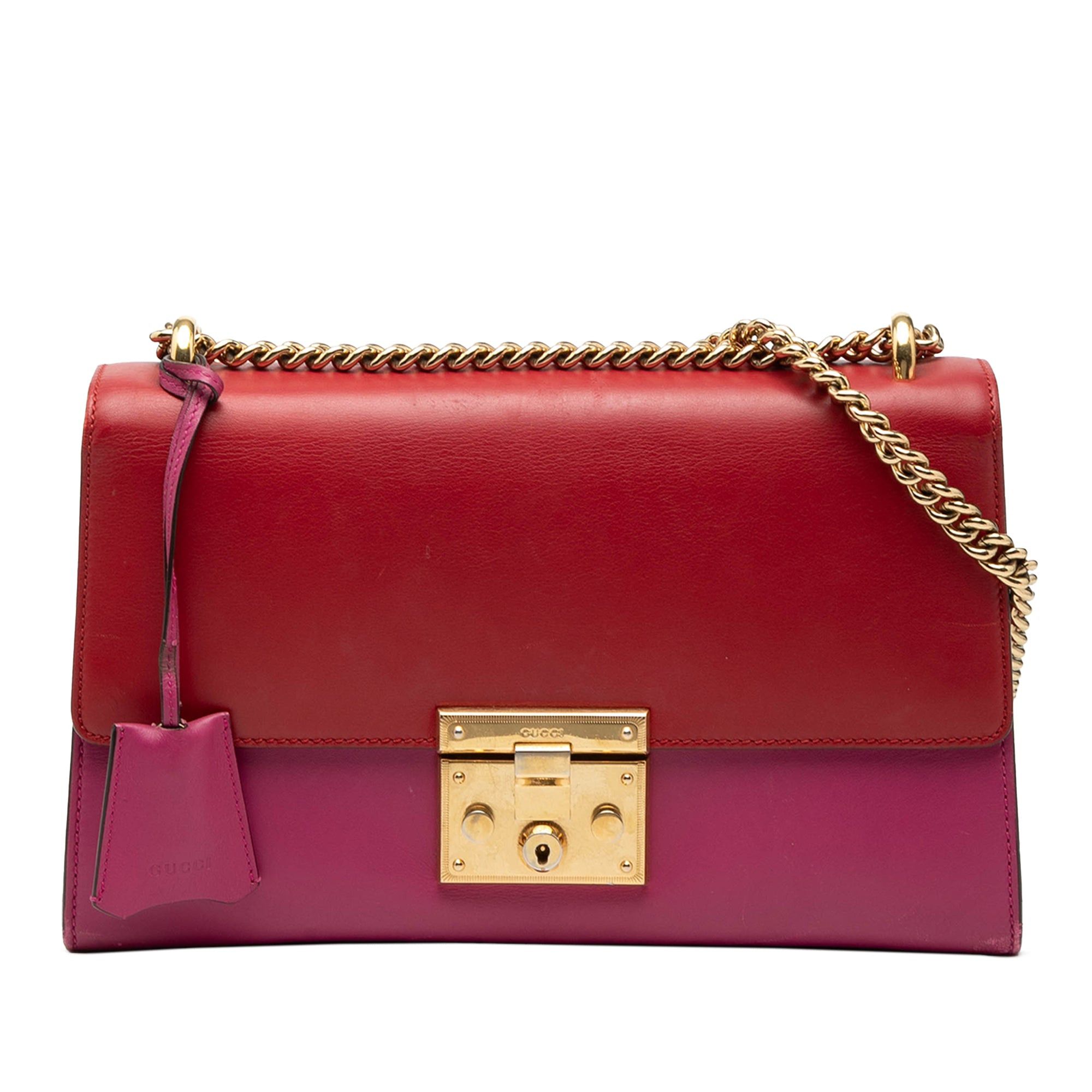 Gucci Medium Bicolor Leather Padlock Shoulder Bag in Pink, Women's