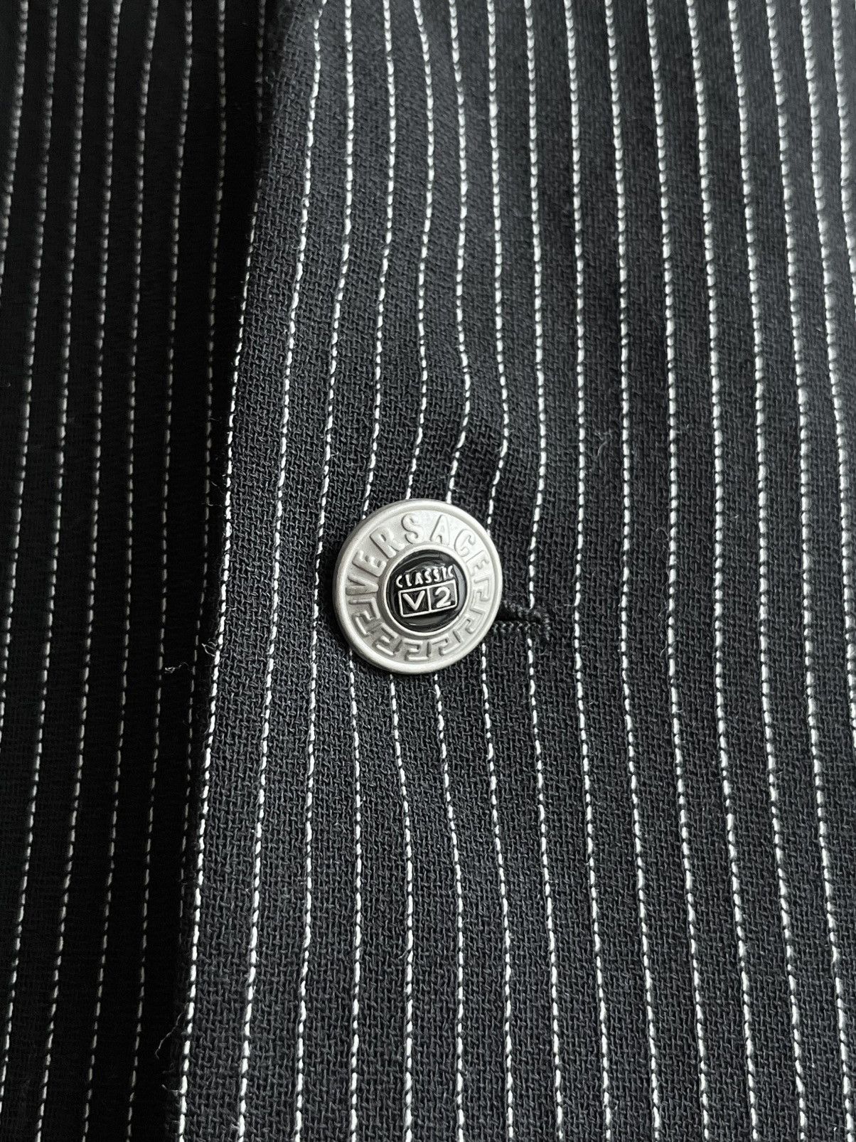 Versace Versace Classic V2 early 90s pinstripe wool blazer jacket Size 52R - 3 Thumbnail