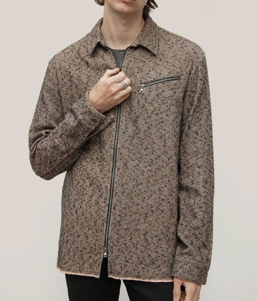 image of John Varvatos Robbins Long Sleeve Shirt Jacket in Tan Black, Men's (Size Medium)