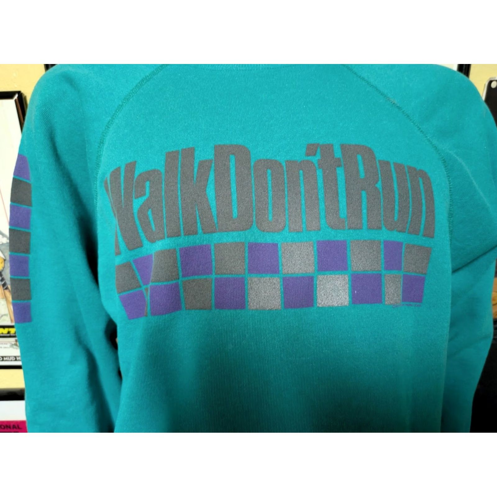 Gildan VTG 80s Walk Don't Run Sweatshirt XL Blue Gildan Crew Neck Unisex Adults Long Sleeve Cotton Blend 80s Music Winter Fall Size US XL / EU 56 / 4 - 3 Thumbnail