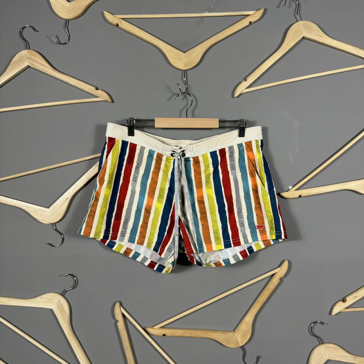 Diesel × Vintage Vintage Diesel Beachwear Striped Swim Shorts Size US 34 / EU 50 - 1 Thumbnail