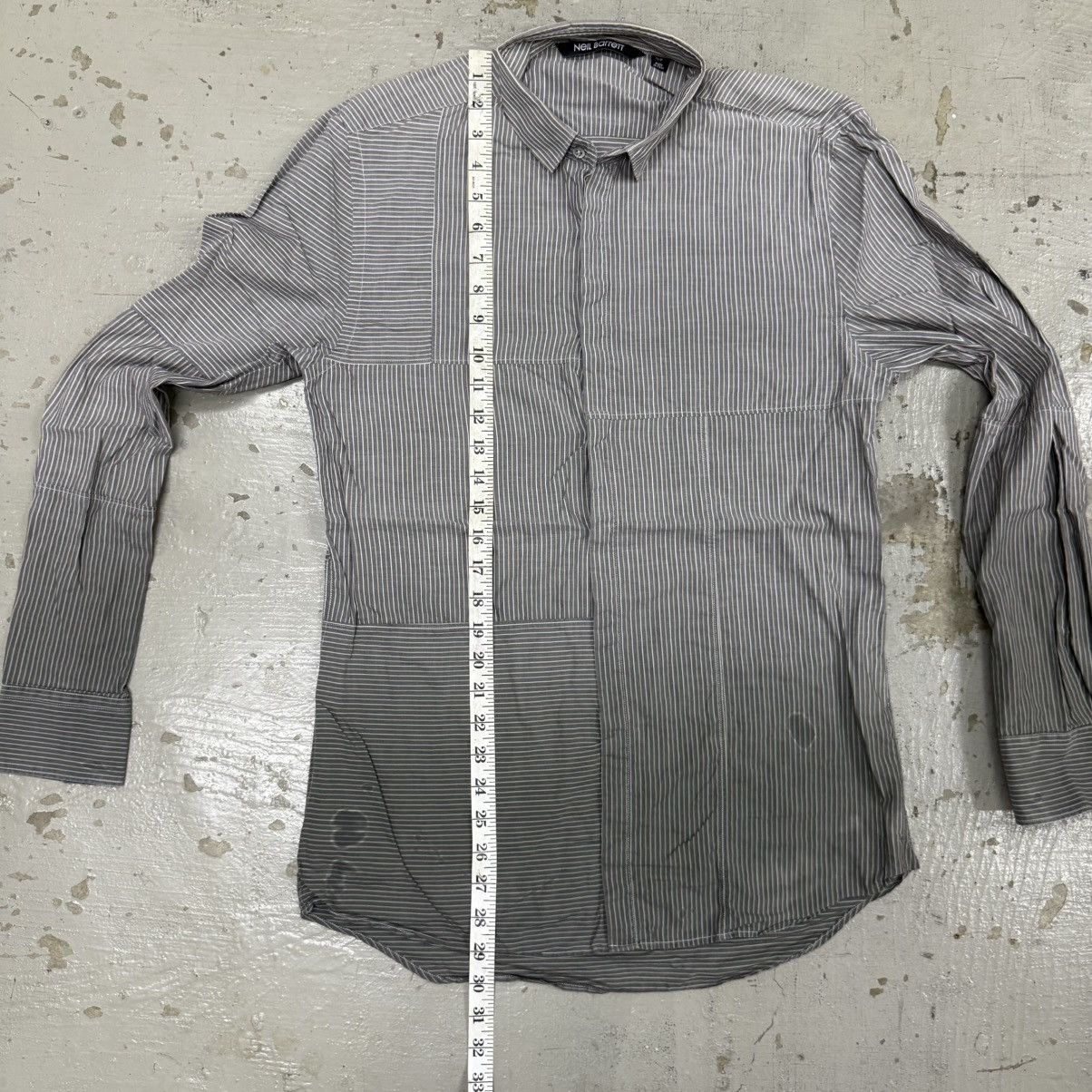 Neil Barrett Neil Barret Dipped Creased Stripe Popeline Shirts Size US XXS / EU 40 - 8 Thumbnail