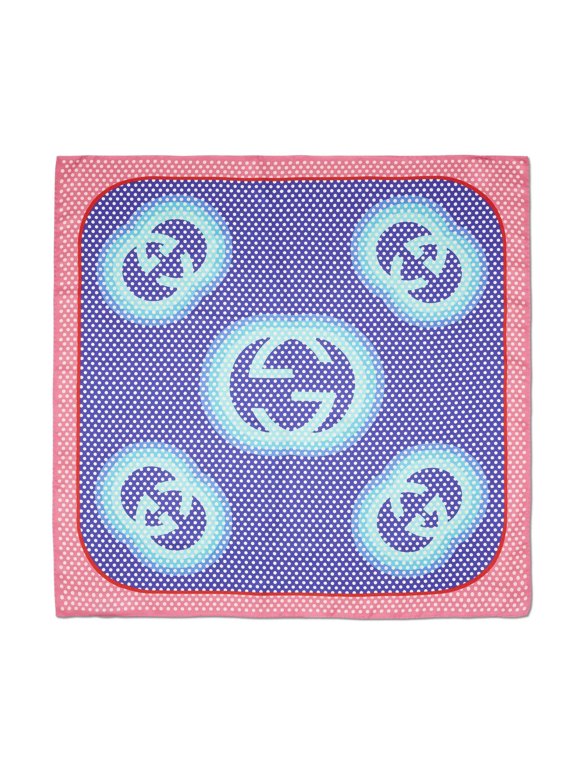 Gucci GUCCI interlocking G logo & polka dots silk square scarf Size ONE SIZE - 1 Thumbnail
