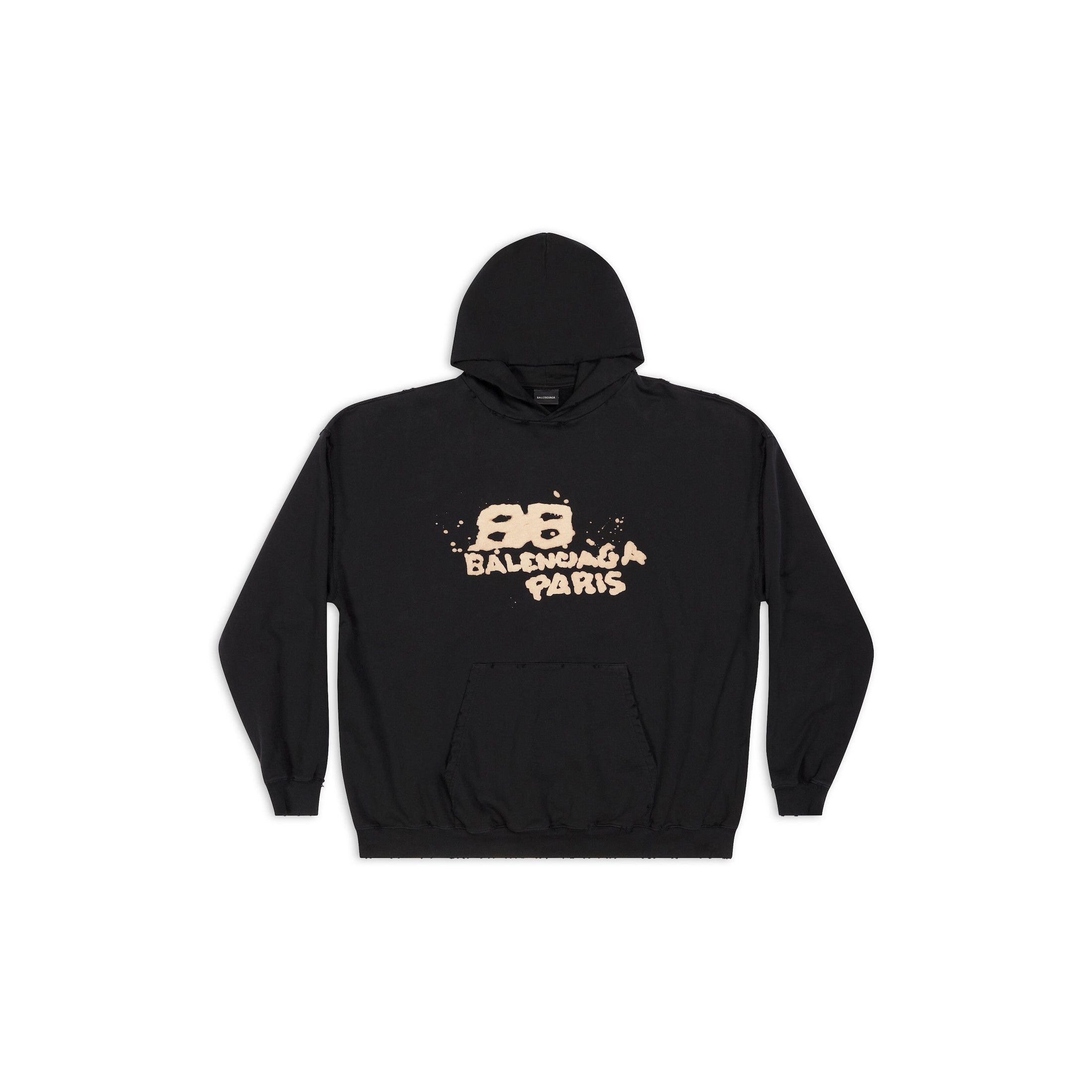 【BALENCIAGA】HAND DRAWN BB ICON フーディ ラージフィット Balenciaga Hand Drawn Bb Icon Hoodie Large Fit In White