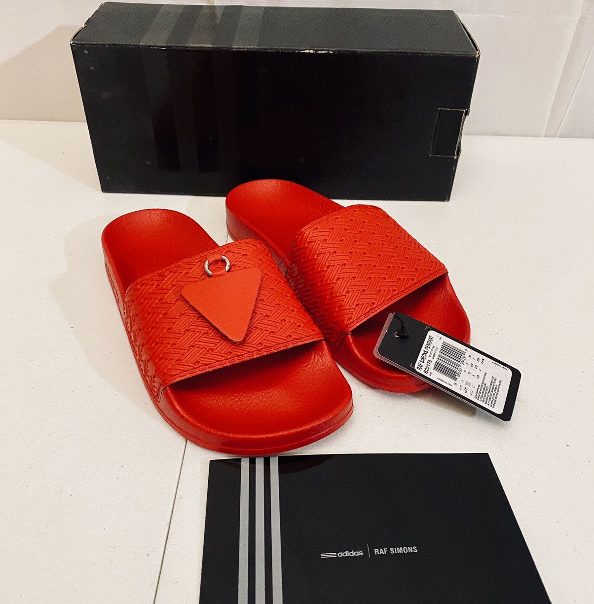 Adidas × Raf Simons Raf Simons 🇮🇹 x Pendant Adilette Core Red Leather 7 W 5 M New Size US 7 / IT 37 - 1 Thumbnail