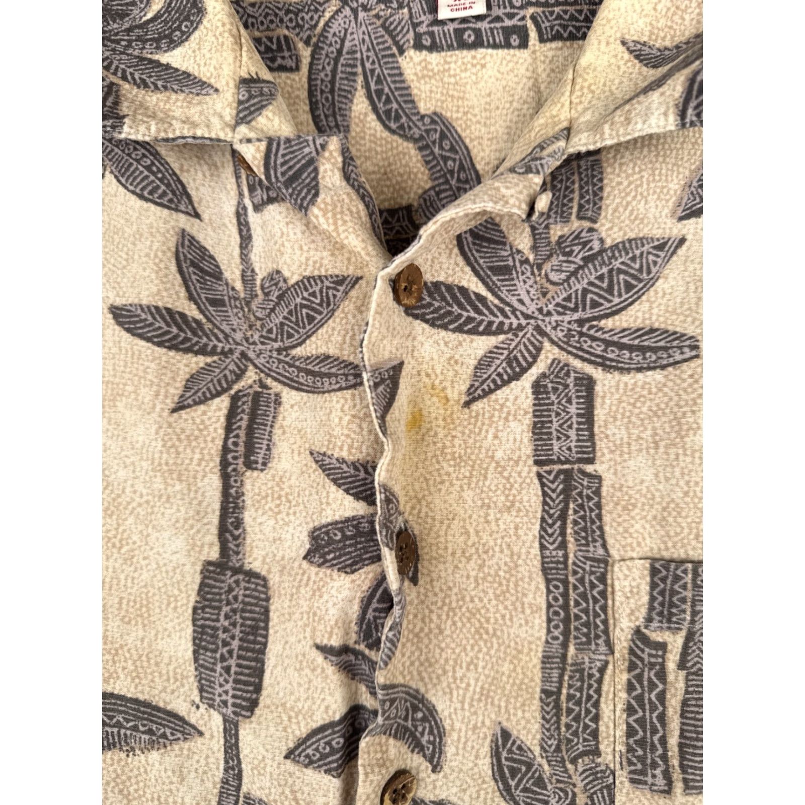 Merona VINTAGE Merona Shirt Mens XL Beige Palm Tree Button-Up Hawaiian Cotton Blend Size US XL / EU 56 / 4 - 7 Thumbnail