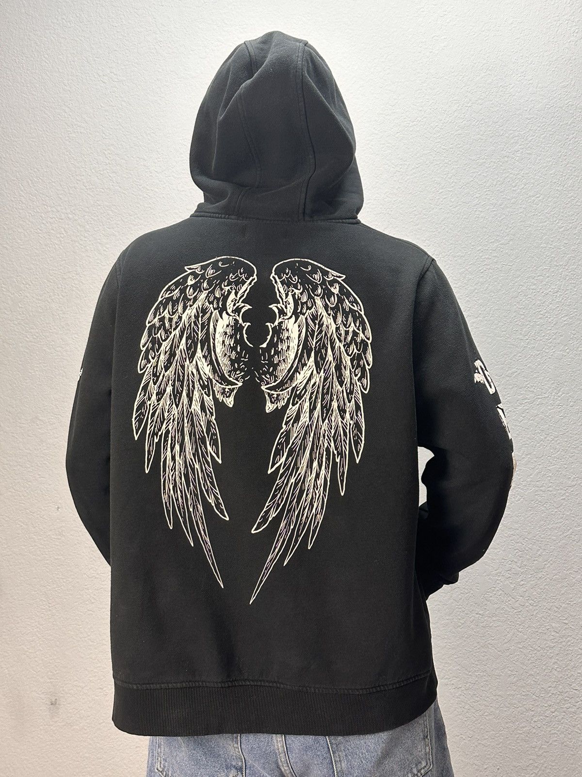 Pre-owned Vintage Hoodie Bones Dragon Rock Gothic Sk8 Avangarde In Black