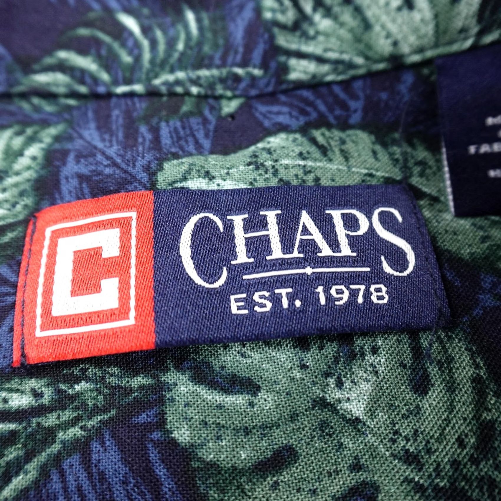 Chaps Chaps Shirt Mens M Blue Green Aloha Hawaiian Camp Short Sleeve Button Up Top Size US M / EU 48-50 / 2 - 5 Thumbnail