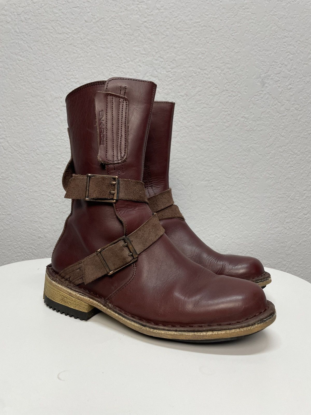 Hedi Slimane Vintage Rick Owens Vibe Burgundy Leather Moto Biker Boots Size US 9 / EU 42 - 14 Thumbnail