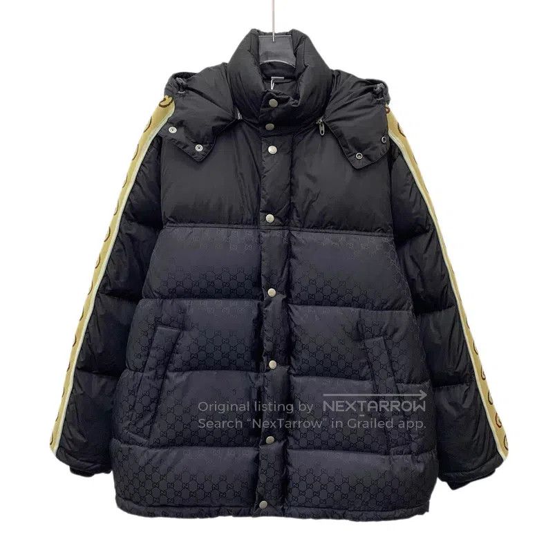 Gucci Colour-blocked logo dark pattern full print hooded l