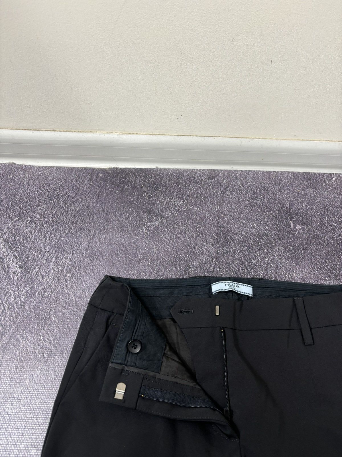 Prada Prada Women’s Black Tab Tailored Luxury Wool Blend Pants Size 28" / US 6 / IT 42 - 9 Thumbnail
