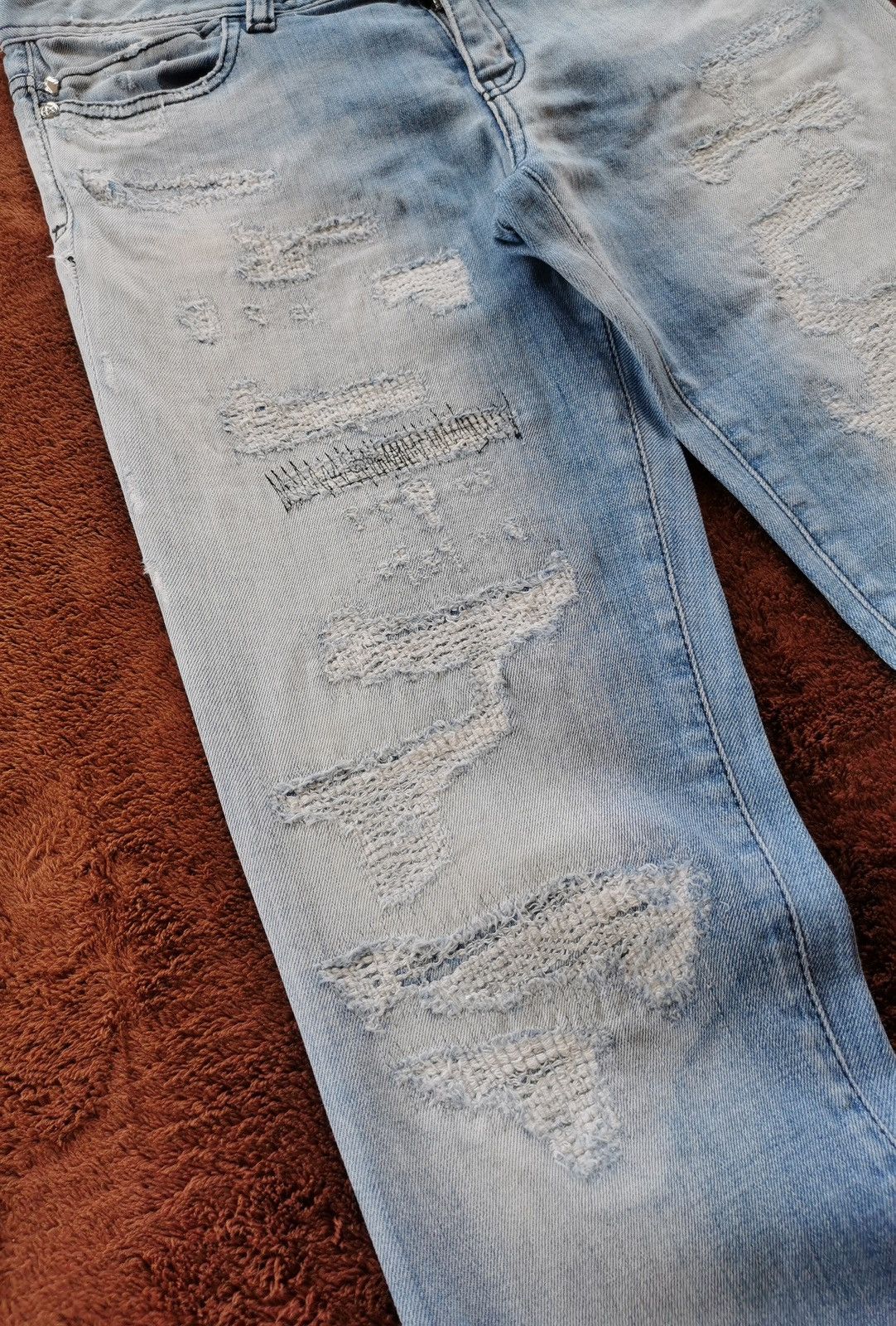 Roberto Cavalli Just Cavalli Boro Thrashed Distressed Skinny Denim Jeans Size 28" / US 6 / IT 42 - 4 Thumbnail