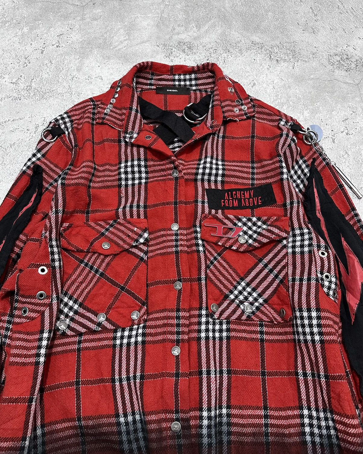 Diesel × Diesel Black Gold Diesel Distressed Plaid Flannel Shirt Size US S / EU 44-46 / 1 - 2 Thumbnail