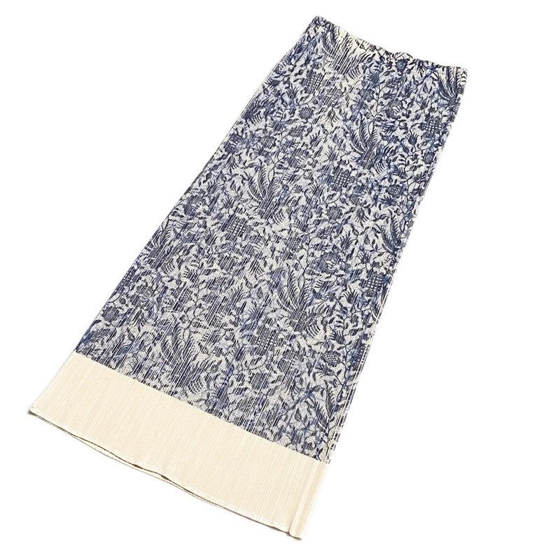 Issey Miyake Issey Miyake size:1 Long half skirt with blue and white po Size 22" - 2 Thumbnail