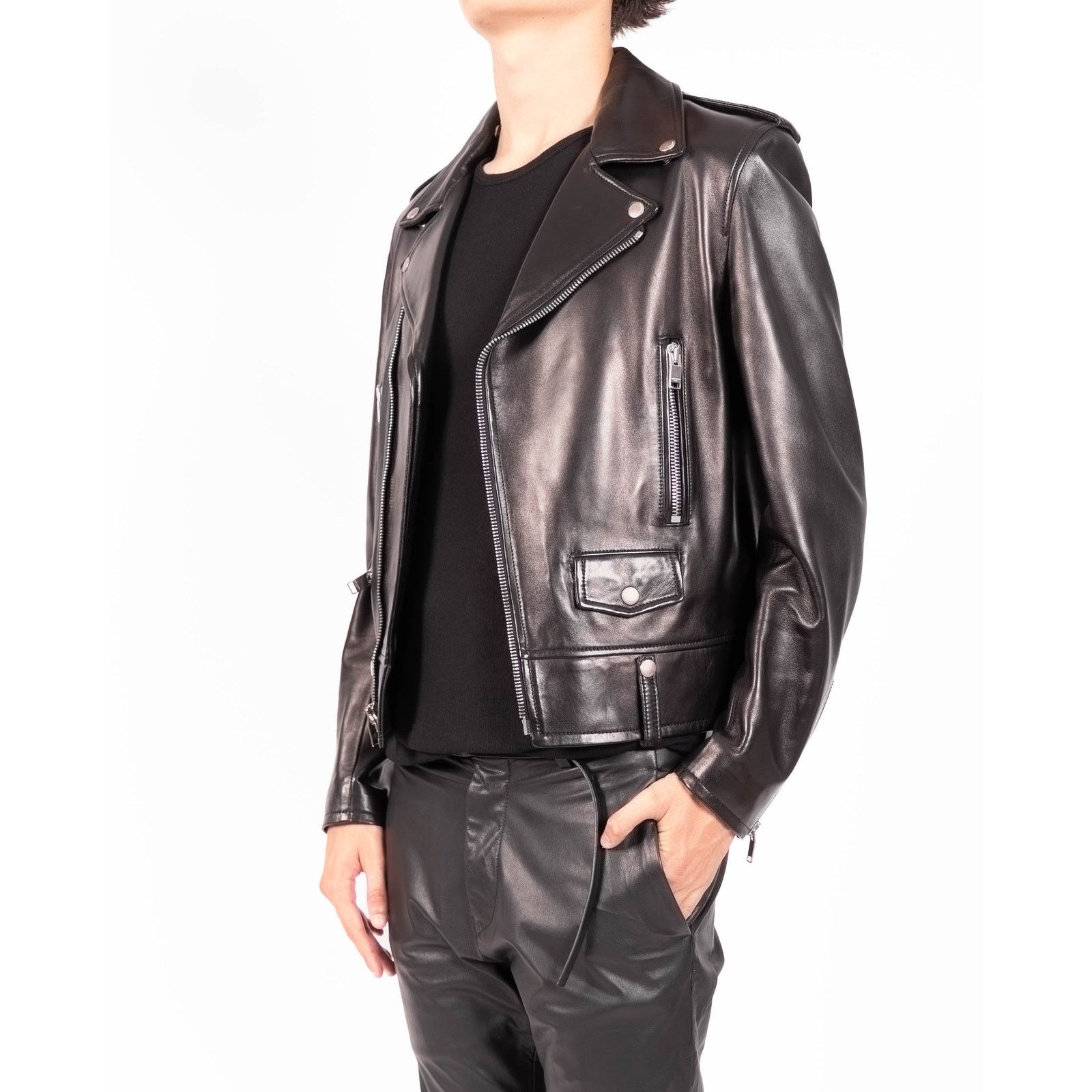 Saint Laurent Paris SS13 Classic L01 Biker jacket in Black Lamb Leather Size US L / EU 52-54 / 3 - 3 Thumbnail