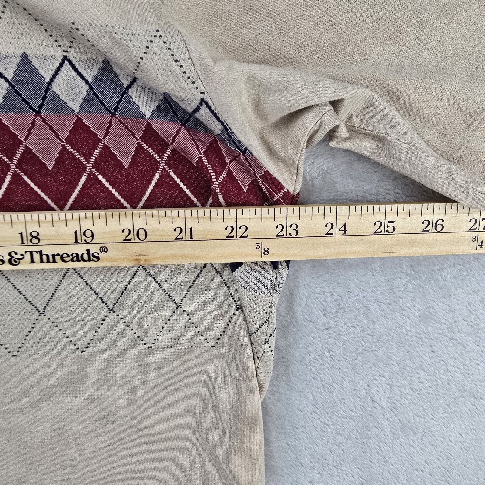 Lyle & Scott Vintage Lyle & Scott Polo Shirt Mens Large Beige Golf Argyle Size US L / EU 52-54 / 3 - 6 Thumbnail