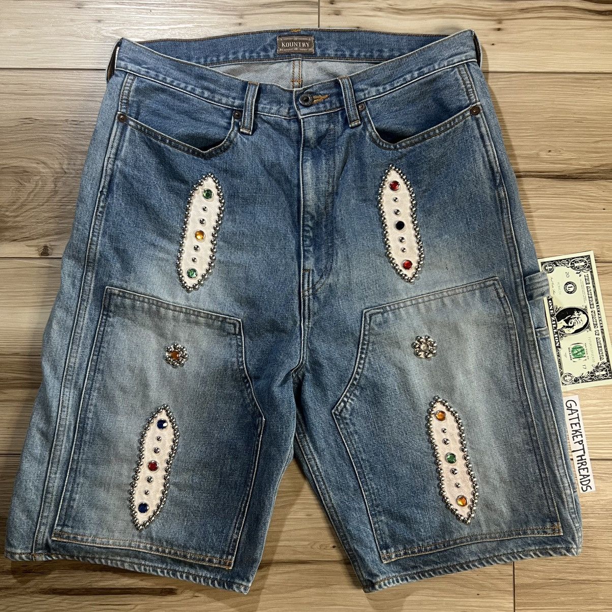 Kapital Double Knee Gemstone Denim Carpenter Shorts