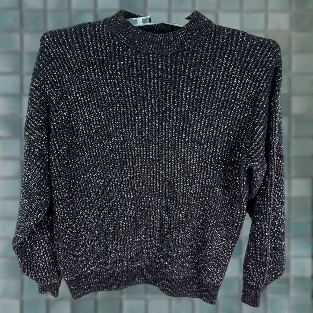 Vintage VINTAGE American Pride Glitter Waffle Knit Sweater Womens Size L Black Geometric 90s Party Size L / US 10 / IT 46 - 1 Thumbnail