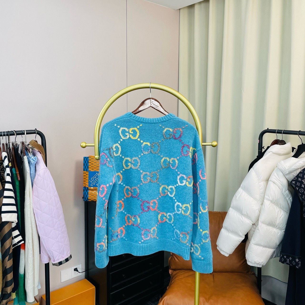 Gucci Gucci Blue full-print large logo sweater 2501-Nextarrow Size US M / EU 48-50 / 2 - 2 Thumbnail