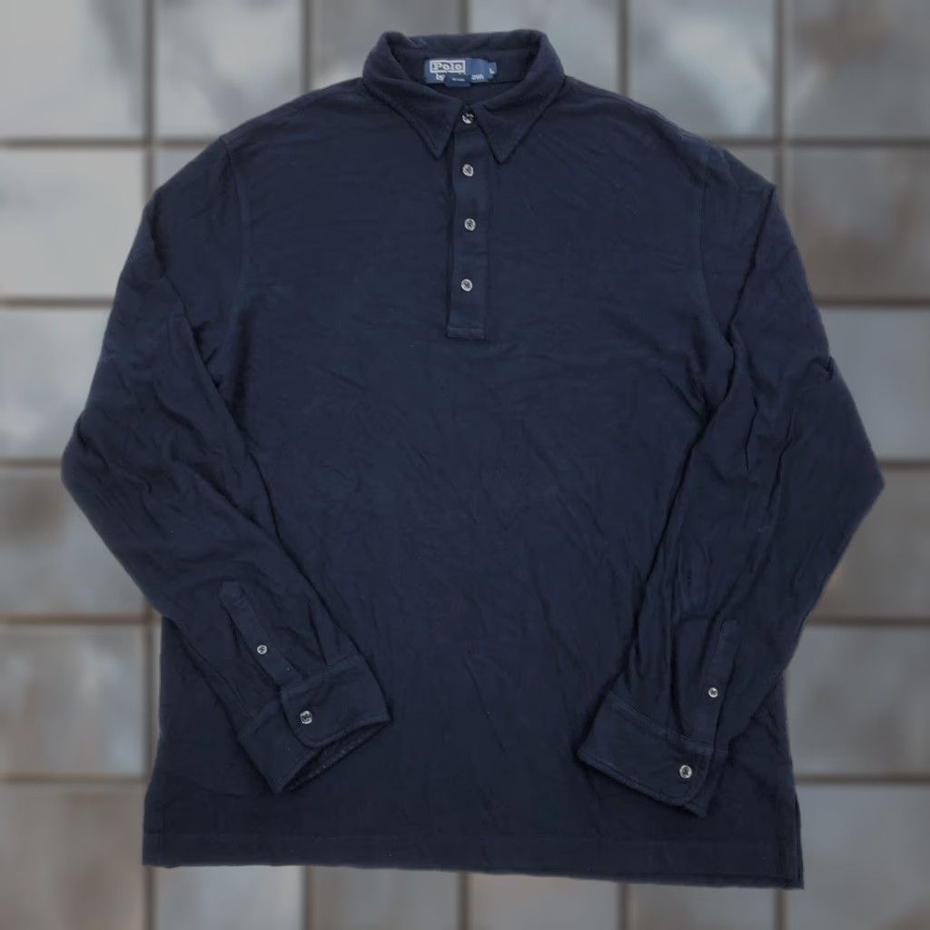 Polo Ralph Lauren Polo by Ralph Lauren Mens L Navy Blue Long Sleeve Rayon Viscose Blend Polo Shirt Size US L / EU 52-54 / 3 - 1 Thumbnail