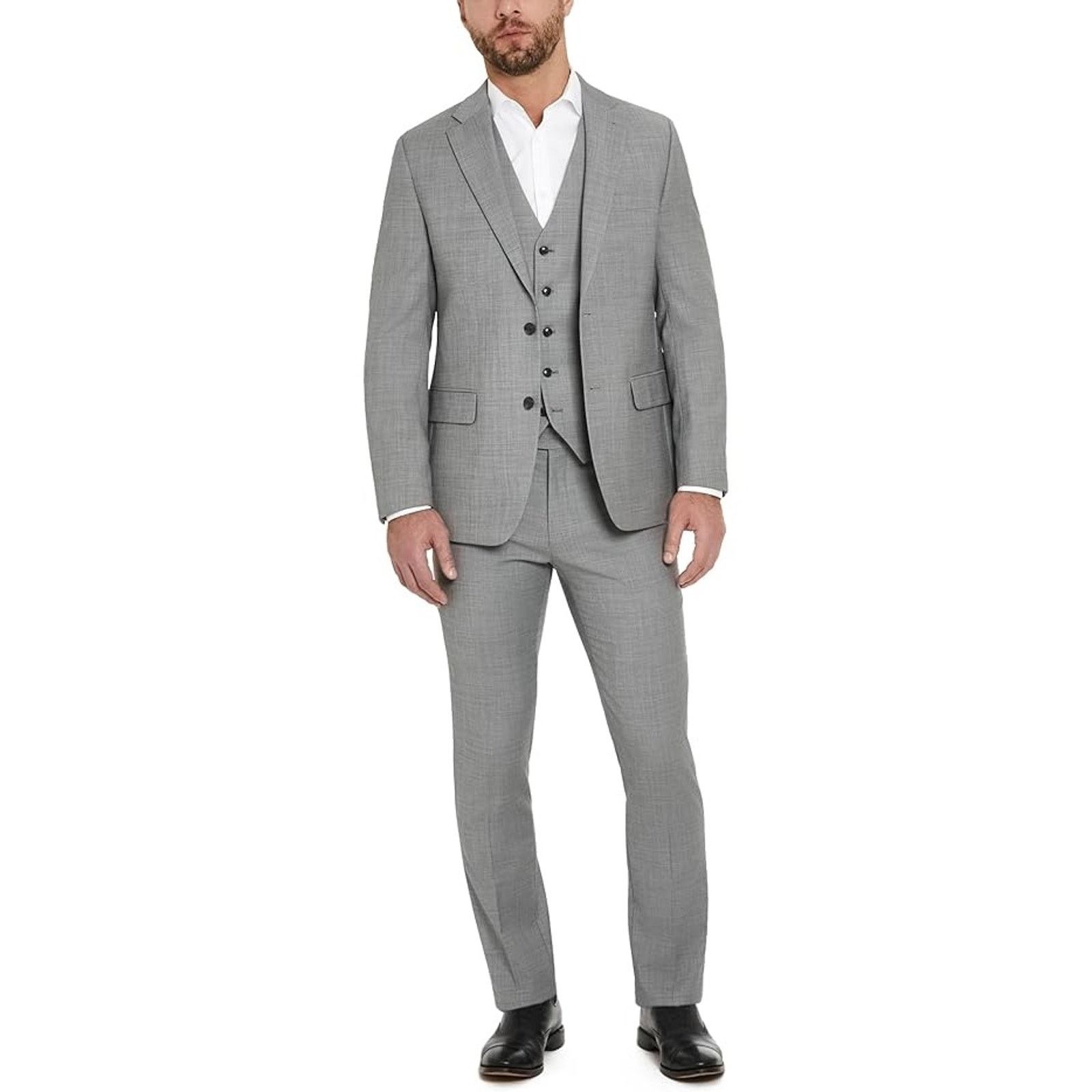 Tommy Hilfiger Tommy Hilfiger Men's Grey Wool Modern Suit Jacket Size 40L Size 40L - 2 Thumbnail