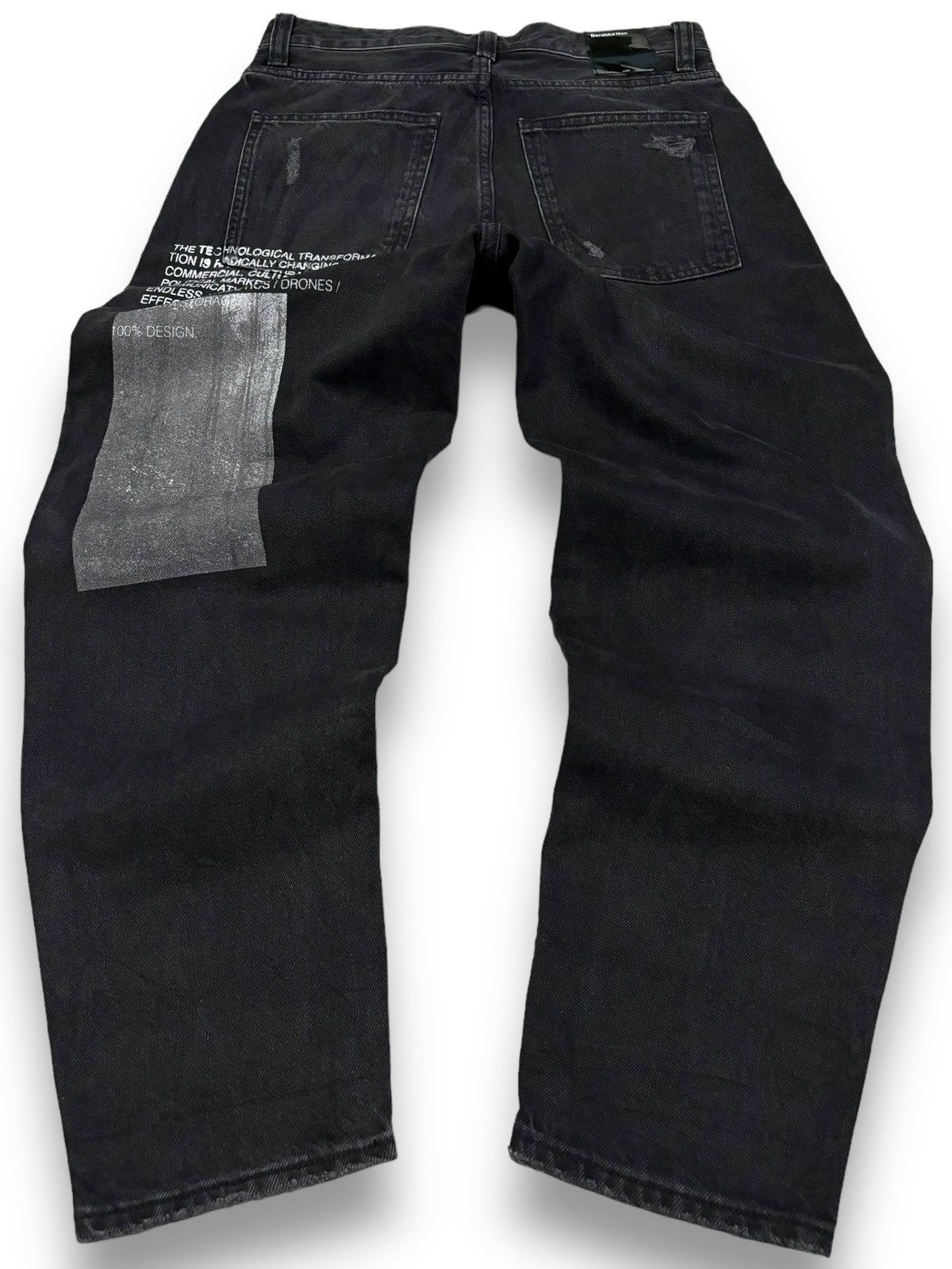 JNCO Bershka Black Faded Baggy Tapered Distressed Grunge Jeans Size US 30 / EU 46 - 4 Thumbnail