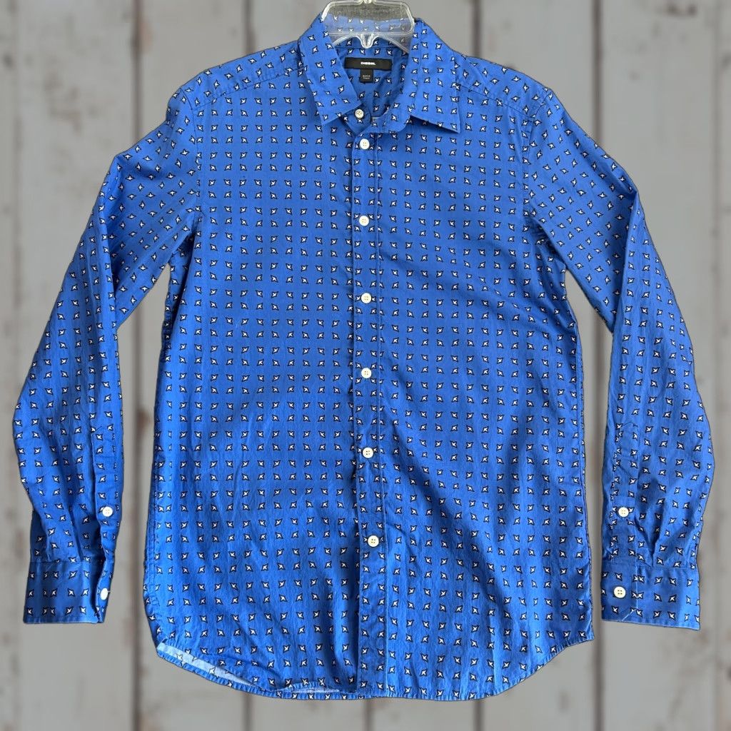 Diesel VINTAGE Diesel Button-Up Shirt Long Sleeve Blue All Over Print M Brav e Size US M / EU 48-50 / 2 - 1 Thumbnail