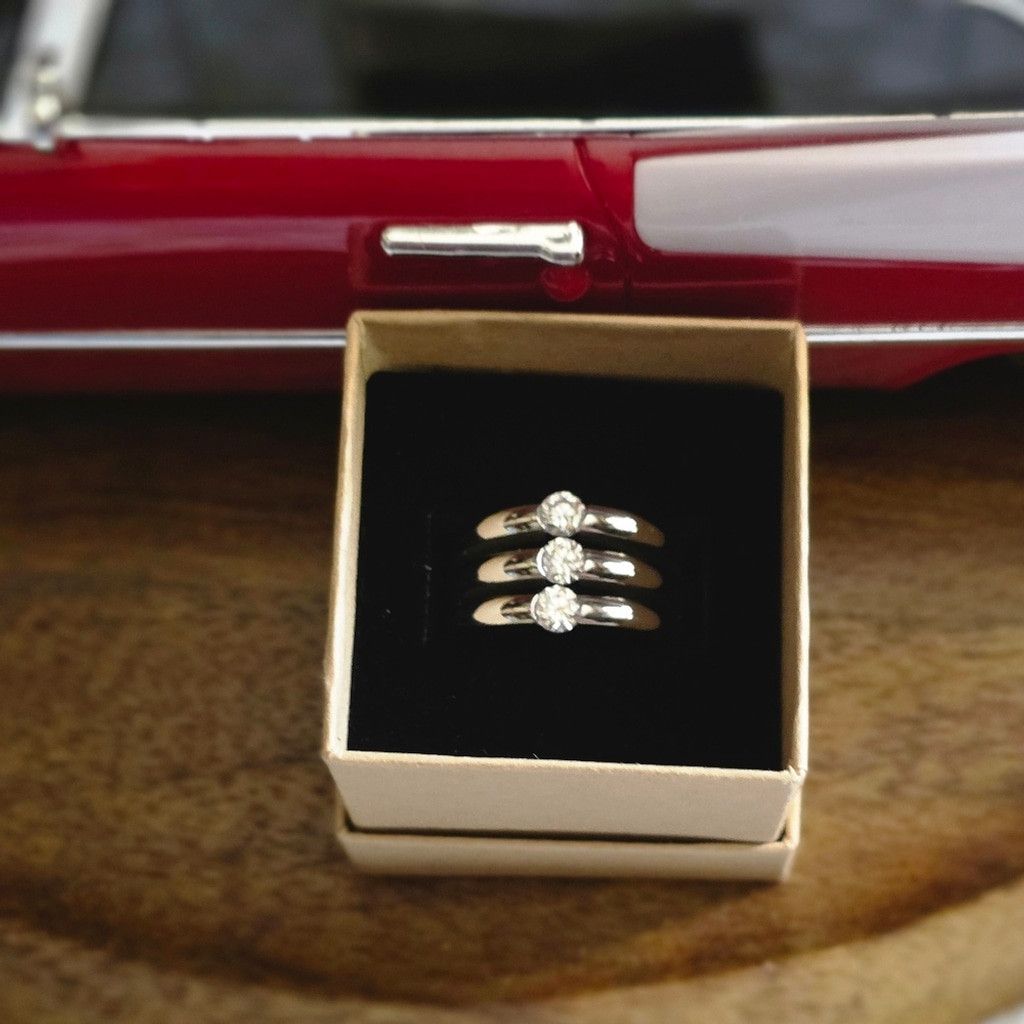 Elegant Speidel Stainless Steel CZ Triple Band Ring
