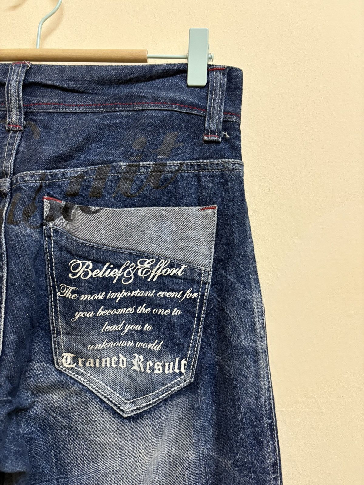 If Six Was Nine × Japanese Brand Vintage Y2k Wild Life Poem Wording Flared Jeans Size US 32 / EU 48 - 8 Thumbnail